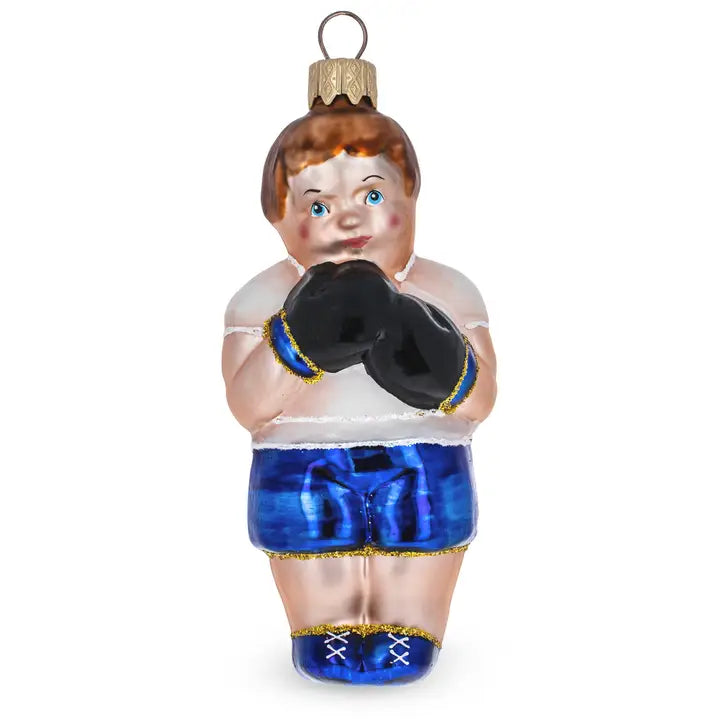 Boxer Glass Ornament
